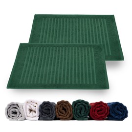 Rinsl Shower Mat, Bath Mat Set, 100% Cotton Terry Towelling, 700 g/m², Bath Mat, Quick Drying, Machine Washable, Forest Green (Dark Green, 50 x 70 cm, Pack of 2) (Dark Green, 50 x 70 cm)