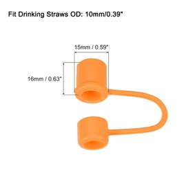uxcell 24Pcs Straw Cover Cap, Orange Silicone Straw Tips Cover Fits 10mm/0.39" OD Drinking Straws, Reusable Dust-Proof Straw Tips