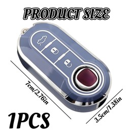 Car Key Fob Cover Case Shell Fit For Fiat 500, Car Key Fob Cover, Buttons Flip Folding Key Case Shel, Car Key Protector Compatible with Fiat 500 500l Brava Bravo (Blue)