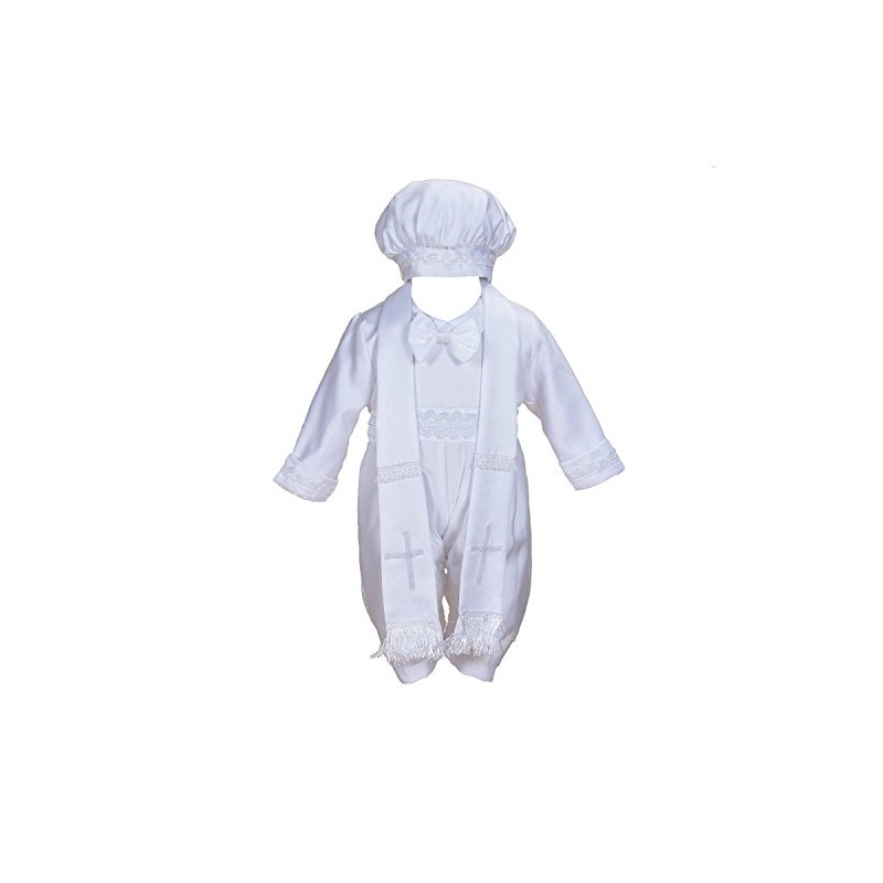 Cinda Baby Boy Satin Christening 3 Piece Set with Hat