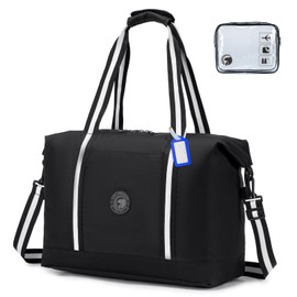 BAGZY Travel Bag Foldable Hand Luggage Bags Suitcase Bag Waterproof Shoulder Bag Travel Cabin Luggage Travel Bag Large Weekender Sports Bag Handbags Hospital Bag Black, black