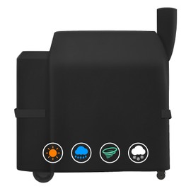 Heavy Duty Waterproof Grill Cover Compatible with Traeger Pro 22 & 575 Series and Traeger Pro 34 & 780 Series Wood Pellet Grill and Smoker, Texas and More, Full Length Barbecue Grill Cover, Black