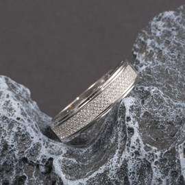 SweetJew Mens Moissanite Wedding Band 1.1cttw 81 Round Cut D Color VVS1 Clarity Lab-Created Half-Eternity Ring 925 Sterling Silver Engagement Ring for Him Size 10