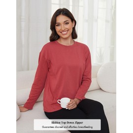 Liu & Qu Women's 3-Pack Nursing Shirts for Breastfeeding with Hidden Zippers Long Sleeves Maternity Nursing Tops