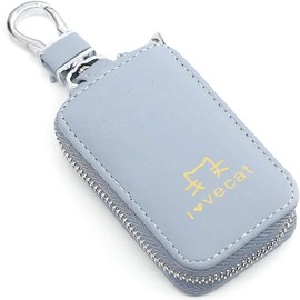 Constlia Women's Key Case, Smart Key Case, Compatible with Smart Keys, Cat Logo, Removable, Hook with Zipper, blue