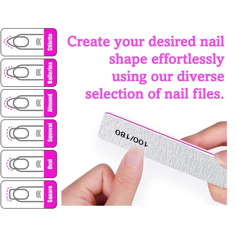 15 Pcs Professional Nail Files Double Sided Rectangule Shape Emery