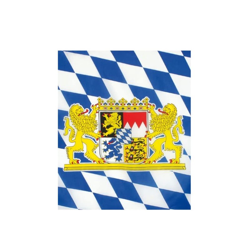 KarnevalsTeufel.de Bavaria Flag Blue/White with Bavarian Crest Decoration for Folk
