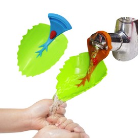 Tap Extension Extender for Children and Toddlers, Pack of 2, Sink Extender with Leaf Shape for Kitchen, Bathroom, Sink Extender, Water Tap Extender for Children, Hand Wash Toy (Brown/Blue)