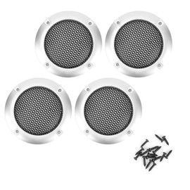 Car Speaker Grill Cover, Pack of 4, 2 Inch Audio Speaker Grille, Protective Grille, Speaker, Decorative Grille Screws, Includes Audio Accessories (Silver)