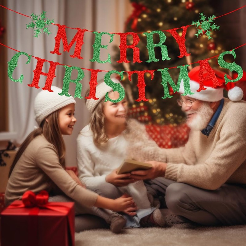 Yahpetes Merry Christmas Banner Christmas Party Decorations