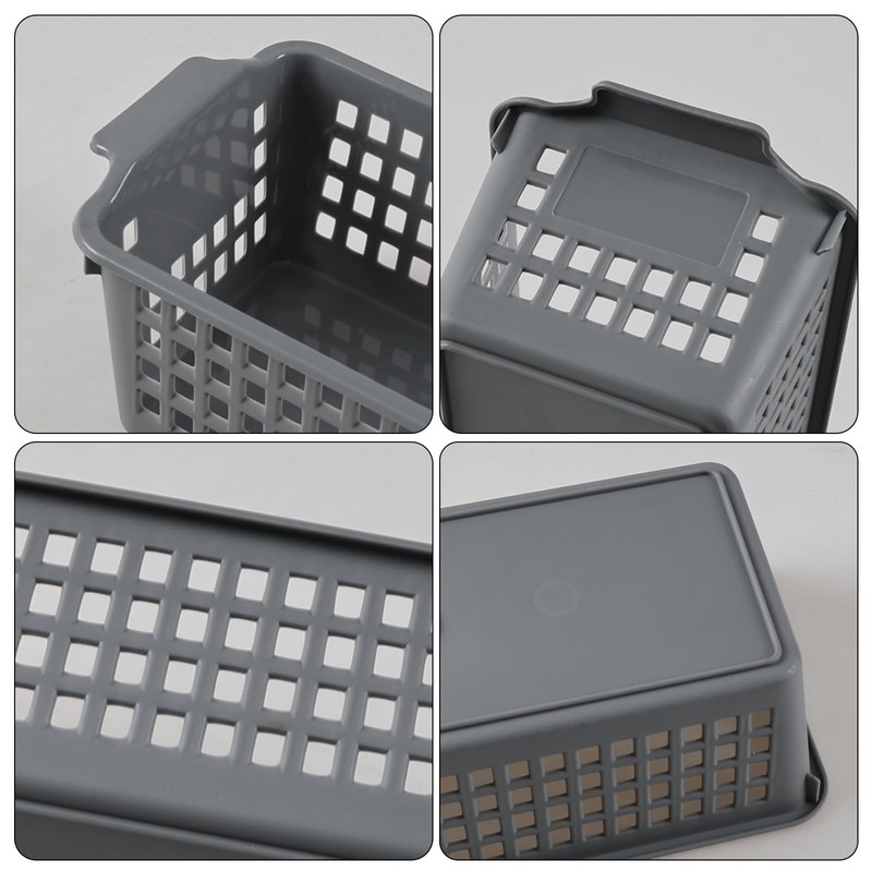 Dehouse Set of 6 Silm Plastic Storage Baskets, Slim Plastic