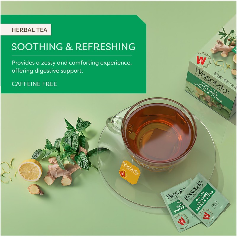 Wissotzky Nana Mint Ginger & Citrus Herbal Tea,(6 Pack -