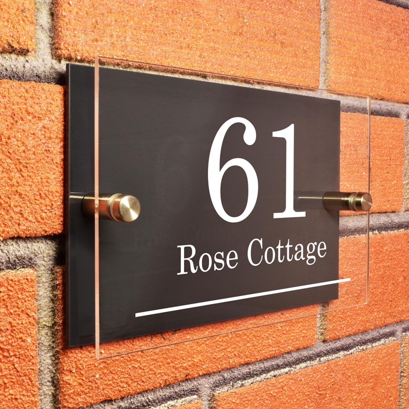 Badgemaster Layered Glass Effect Modern Anthracite Acrylic House Number Sign