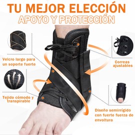 Tobillera para Esguince Ortopédica para Mujeres y Hombres, Tobillera Deportiva de Compresión Ajustable，para Protección Deportiva, Fitness y Rehabilitación de Tobillo, Apta para Ambos Pies (1 Unidad) (Large)