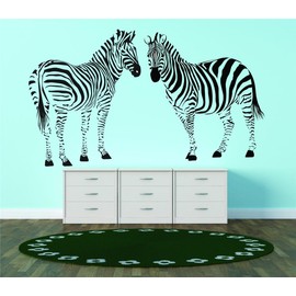 PRESCHOOL MURAL 2 Zebra's Zoo Circus Animal Kids Boys Girls Childrens Bedroom Living Room Picture Art Graphic Design Image Mural Size : 20 Inches X 30 Inches - Vinyl Wall Sticker - 22 Colors Available