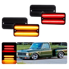 Tonsya Compatible with 1968 1969 1970 1971 1972 Chevy GMC Pickup Trucks Front/Rear Bumper Fender Side Marker Lights Full Amber & Red Led Lamps