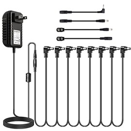 AZOR Guitar Pedal Power Supply with 8 Way Chain Cable Use for Pedal Output to 1000ma 9V DC 1A Negative Tip Guitar Effect Pedal AP02