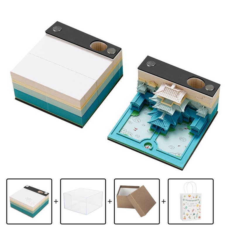 MEGAUK Notepad with Display Box - 3D Chinese Palace Design