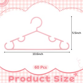 Hsei 60 Pack Kids Thick Plastic Hangers, Cute Baby Clothes Hangers with Non Slip Hooks, Ideal Gifts for Boy and Girl Closet Organizer Baby Shower, Heavy Duty & Durable(Pink Color)