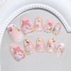 24Pcs 3D Press on Nails Flower Fake Nails Almond Medium