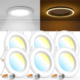 Sunco 6 Pack 6 Inch LED Recessed Lighting Retrofit with Night Light, 2700K/3000K/4000K/5000K/6000K Selectable, Dimmable Can Lights, 13W, 1200LM, Damp Rated, Retrofit Installation ETL