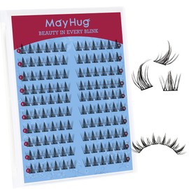 Mayhug Natural Lash Clusters Left&Right 120pcs Eyelash Clusters D Curl Wispy Cluster Lashes DIY Individual Lashes Extension Thin Band Cluster Eyelashes Extensions (LunaHalo)