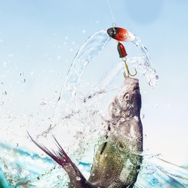 Fishing Lures Spinner Baits, 5X Colorful Sequin Copper Bell Trout Rig Jigs, Fishing Accessories, 360 Degree Rotation Fishing Lures Spoon Lures for Rivers, Lakes, Offshore, Streams