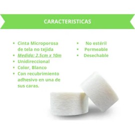 Cinta Adhesiva Micropore 2.5cm X 10m Protec C/12 Rollos
