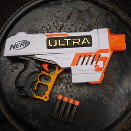 NERF Ultra Five Blaster - 4-Dart Internal Clip, 4 Ultra Darts, Dart Storage - Compatible Only Ultra Darts