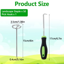 IJRPLM 120 Pcs Landscape Staples, Thickened 8 Gauge Circle Top Landscape Fabric Pins, 6 Inch Galvanized Garden Stakes, Rust-Resistant, Heavy Duty Ground Pins for Securing Lawn Fabric Weed Barrier