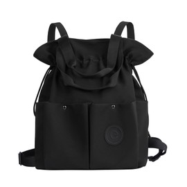 NOTAG Women's Backpack, Drawstring Type, Tote Bag, 2 Way, Many Pockets, Large, A4, Large Capacity, Waterproof, Casual, Unisex, Travel, Work or School, Black, Black, L