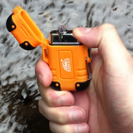 Sirius Survival Arc4 Waterproof/Windproof Plasma Lighter - Top-Facing Dual Arc - Rechargeable USB Electric Lighter for Outdoor Adventures with Whistle Lanyard (Blue)