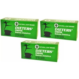 NATURAL LEAF BRAND 3 Boxes of Natural Leaf Brand Dieters' Tea 1.5 OZ. (18 Teabags)