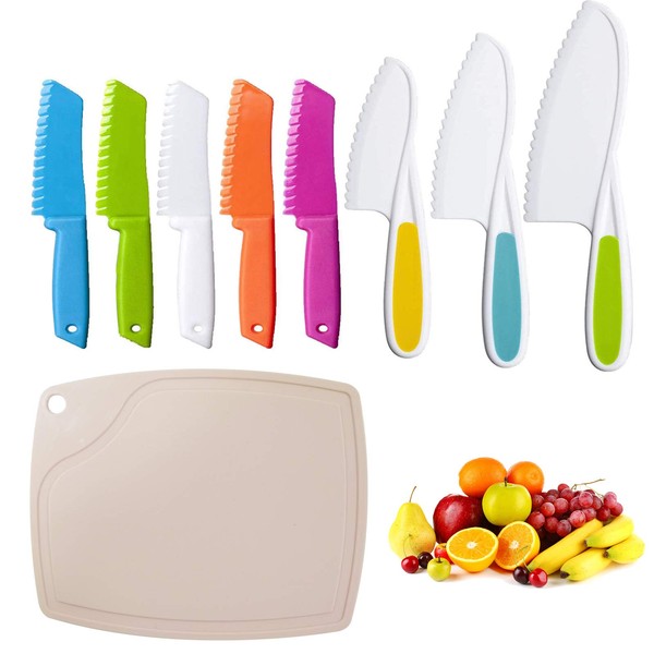9Pcs Kids Knife Sets Plastic Knife,Kids Chef Nylon Knives Include