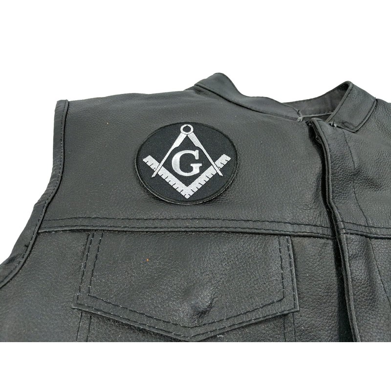 Mason Symbol Black White Patch - 3 inch. Embroidered Iron