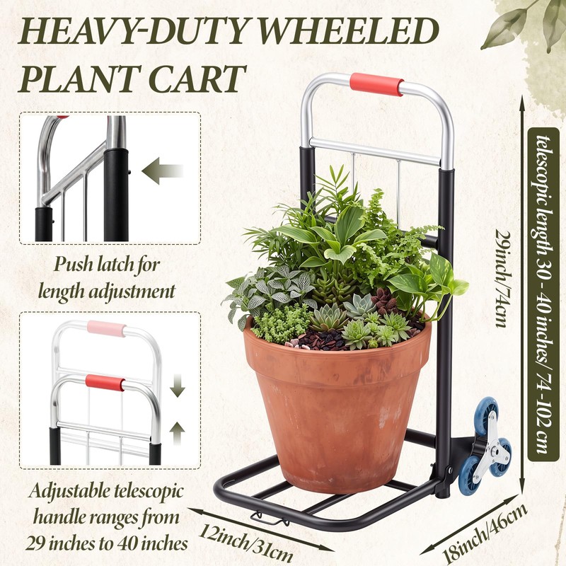 Lounsweer Stair Climbing Cart, 265 Lbs Plant Caddy with 3