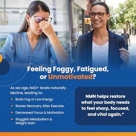 NAD+ Cellular Boost - Suplemento NMN de 500 mg para apoyo NAD+, energía celular, claridad cerebral y antienvejecimiento - Soporte de longevidad y recu