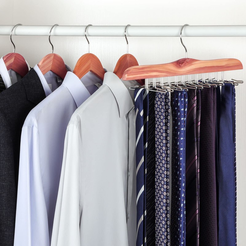 TOPIA HANGER American Red Cedar Wooden Tie Racks for Closet,