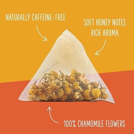 Two Leaves and a Bud Organic Chamomile Tea Bags, Naturally Caffeine Free, Whole Leaf Herbal Chamomile Tea in Compostable Sachets, 100 Count (Pack of 1)