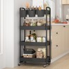 JIUYOTREE 4-Tier Rolling Storage Cart Utility Cart with Extra Hanging