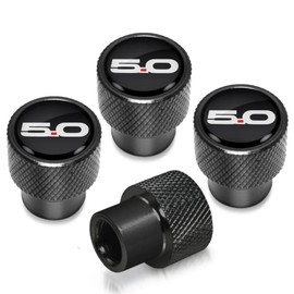 Metal Tire Valve Stem Cap Covers Coyote 5.0 Emblem Air Valve Cap Set Dust Proof Leak-Proof Air Cover Compatible with Mustang Accessories (5.0)