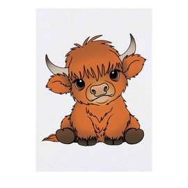 'Baby Highland Cow' Temporary Tattoo - Water Resistant, Skin-Safe, Non-Toxic Transfer (TO00082993)