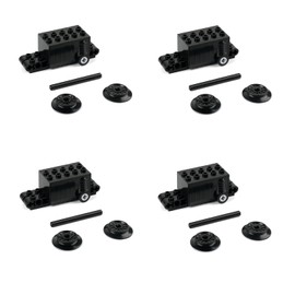 Pull Back Motor for Building Blocks Cars, 4 Pack, with Train Wheel and Axle, MOC Brick DIY Educational Toy Accessory