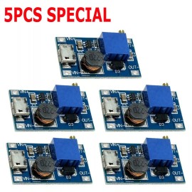 Miniduino 5pcs DC-DC Micro-USB Step Up Boost Module 2-24V IN 5-28V Output Power Converter