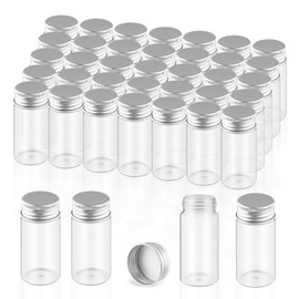 Wresty 40 Pack 30ml/1oz Glass Vials With Aluminum Screw Caps Empty Sample Bottles Container Small Glass Jars For DIY Cosmetics Art Craft Decor Jewelry Storage 30mmx70mm