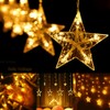 Quntis 138LEDs 12 Star Curtain Lights, Connectable 6.5ft Christmas Curtain