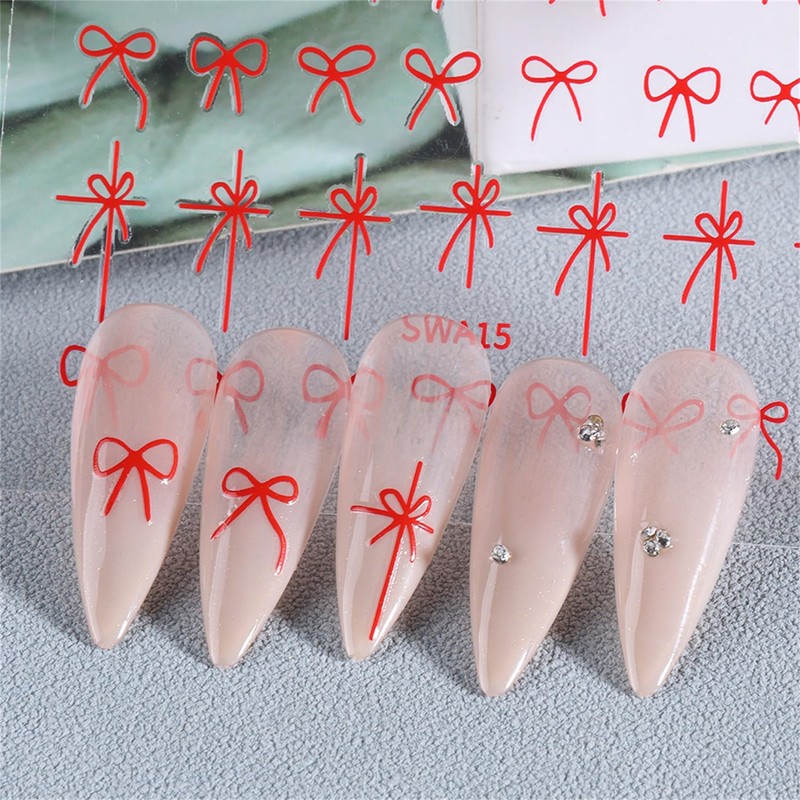TailaiMei Bow Nail Stickers, 3D Design Self-Adhesive Nail Art Decals