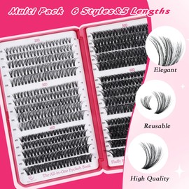 Lash Clusters - Eyelash Clusters 20D+30D+40D+50D+60D+80D Wispy Individual Lashes D Curl Lash Extension 10-18MM Natural Lash Clusters DIY Cluster Eyelash Extensions for Beginners