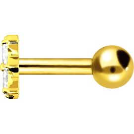 PIERCINGLINE 3-Piece Titanium Ear Piercing with Internal Thread + Crystal Flower Attachment and Ball Piercing Nose Ear Helix Tragus Choice of Colours and Sizes, Titanium