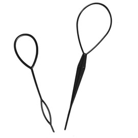Quick Hair Looping Tail Tool 2pcs French Braid Loop Ponytail Pull Through Long Holders Styling Maker Braiding Topsy Tail Styling Tools Kit Black
